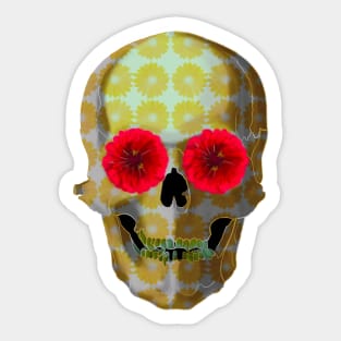 Golden floral skull Sticker